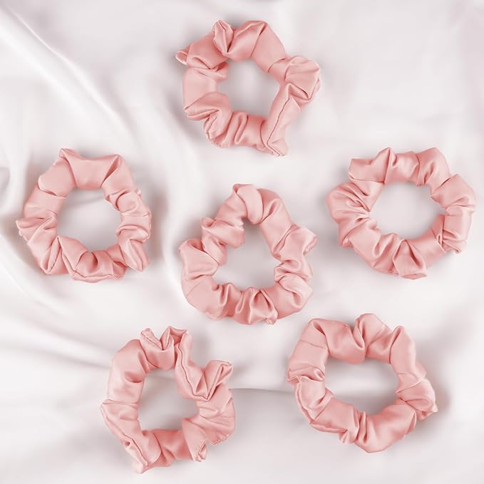 6 Pcs Silk Satin Scrunchies for Hair Sleep Silk Hair Ties for Women Girls Hair Scrunchies for Ponytails Holders Smooth Hair Accessories Gentle on Hair