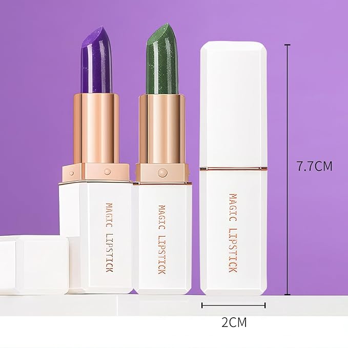 Color Changing Lipstick, 6-Colors Lip Stain Temperature Activated Vegan Formula, Magic Lipstick Long-Lasting, Nourishing, Cruelty-Free & Vegan #dark green