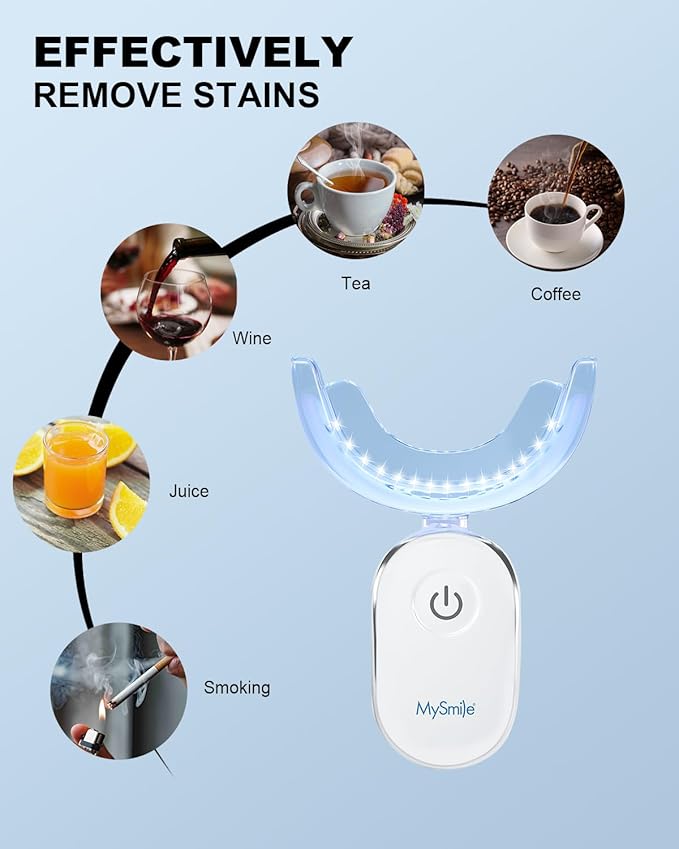 MySmile Teeth Whitening Accelerator Light, 28 LED Blue Light, Each 10 Minutes, USB Charger, Mouth Trays, 1 Pcs LED Light & 4ml Gel