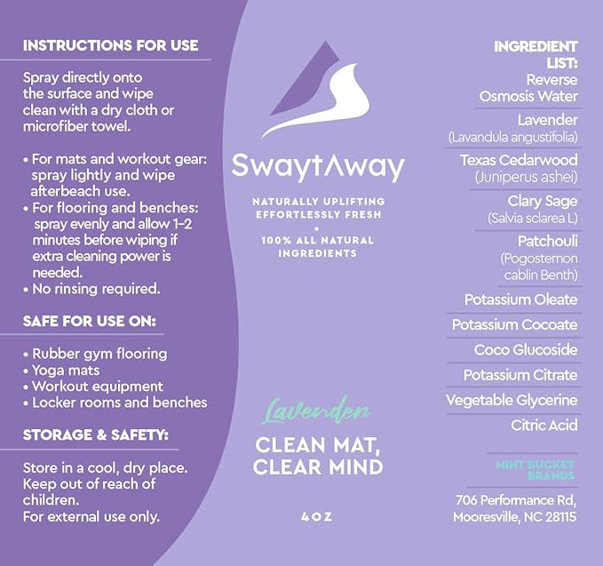 SwaytAway Fitness Mat Mist 2-Pack – 4oz Travel Size Yoga Mat Spray with Towel (Lavender, Citrus) – Aromatherapy-Inspired Blends – Plant-Based, No Rinse, Refreshes & Deodorizes