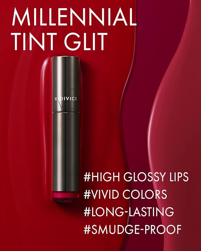 VIDIVICI Millennial Tint Glit - Transfer Proof Moisture Korean Lip Tint with Long-Lasting Color, Lightweight Water Jelly Texture, Hydrating & Smudge-Free Lip Stain, 0.13oz (03 LOVE GROSE)