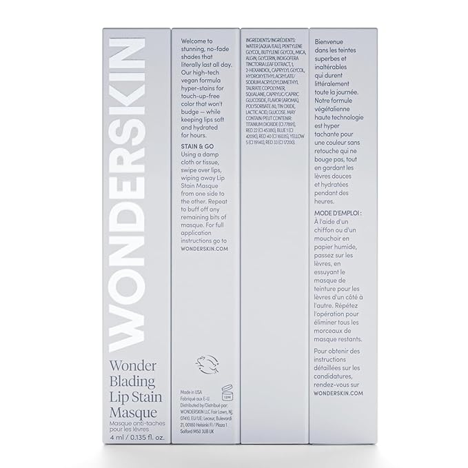 Wonderskin Wonder Blading All Day Lip Stain Peel Off Masque and Reveal Kit - Long Lasting, Waterproof Nude Lip Tint, Transfer Proof Natural Makeup Stain Kit (Bella)