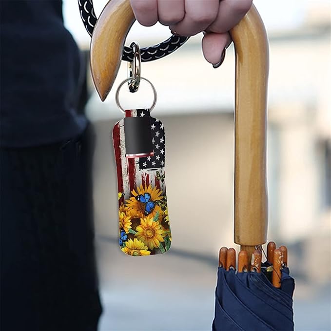 Yellow Sunflower Print American Flag Lip