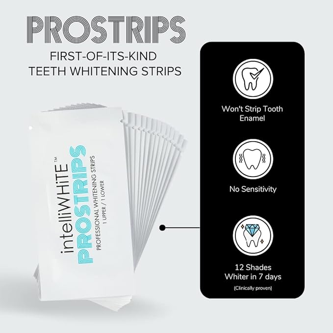 IntelliWHiTE ProStrips Teeth Whitening Strips, Whitens Up to 12 Shades, Enamel-Safe Gentle Remineralizing Formula, Dentist Formulated for Sensitive Teeth, (28pk Mint Flavor)