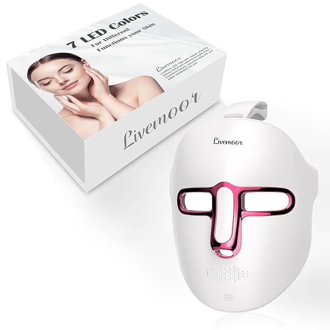 SDKWDH Red Light Therapy for Face, Led Face Mask Light Therapy, Anti-Aging Infrared Therapy for Wrinkles, Fine Lines, 7-1 Colors LED Facial Skin Care Mask