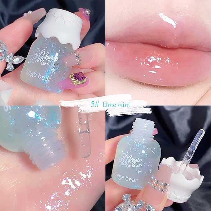 5 Colors Shimmer Lip Gloss Set Hydrating Lip Glow Oil Cute Hydrating Tinted Lip Transparent Balm Set