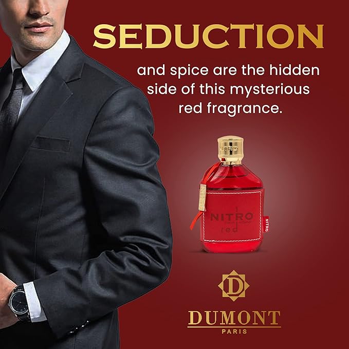 NITRO RED - 3.4oz - Eau De Parfum - Luxury Perfume for Men - Fruit, Woody, Floral & Masculine Fragrance - Long Lasting Cologne Mist & Body Spray - for Him
