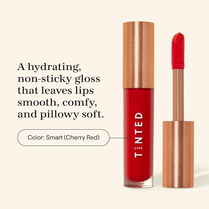Live Tinted Huegloss High-Shine Lip Gloss - Hydrating, Non-Sticky, Moisturizing Lip Gloss with Hyaluronic Acid, Coconut Oil, and Shea Butter For a Soft Barrier & Seals in Moisture - Cherry Red