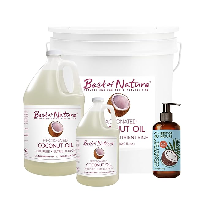Best of Nature 100% Pure Fractionated Coconut Oil - Natural Massage Oil, Unscented Moisturizer for Men and Women, for Skincare and Hair Care, Carrier for Essential Oils and Aromatherapy, 8 oz
