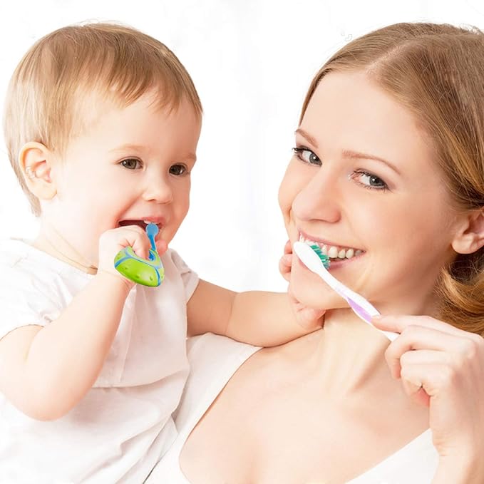 Slotic Baby Toothbrush & Toddler Toothbrush for Age 0-2 Years Old | Extra Soft Bristle for Baby Teeth & Infant Gums | Easy-Grip Finger Handle & Teething Pad | Dentist Recommended | 6-Pack
