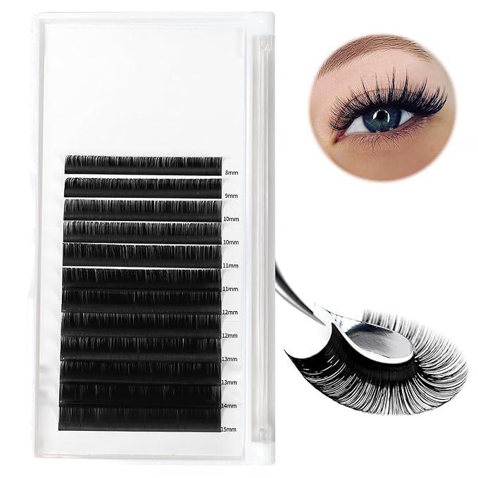 Professional Lashes Extension D Curl Classic Single root 8-15mm Mixed Matte Black Velvet 0.07mm False eyelash Extensions Individual lashes Volume Lash Extension Lash Trays DIY by Self