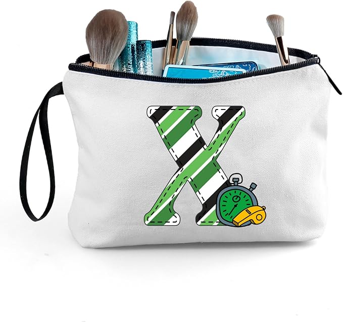 ARIOSEY Soccer Gifts Personalized Soccer Ball Cosmetic Bag for Purse Birthday Inspirational Gifts for Girls Women Team Coach Mom Stuff Travel Organizer-X