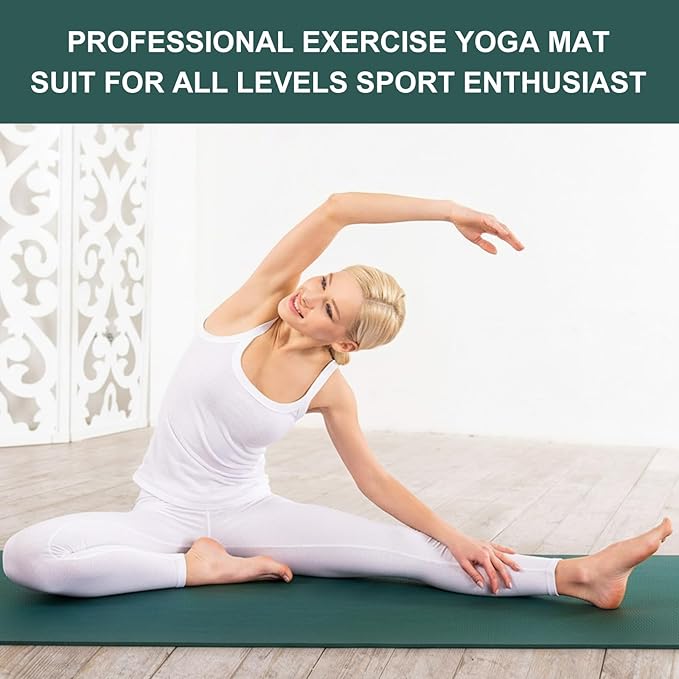 Funtery 3 mm Thick Yoga Mat Exercise Workout Mat Non Slip Fitness Pad for Women Gym Home Yoga Pilates