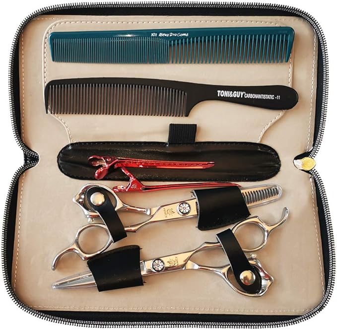 Fenice Professional Hair Cutting Thinning Shear- 8 in 1 Hairdressing Scissors Set - Barber Hair Cutting Scissors/Shears(5.5 inch)