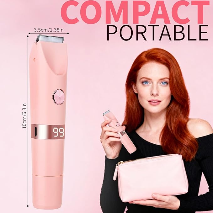LED Display Bikini Trimmer for Women & Men, IPX7 Waterproof Wet/Dry Electric Shaver, 2-in-1 High Power Epilators Hair Removal, Rechargeable Electric Razor for Pubic, Face, Underarms & Legs