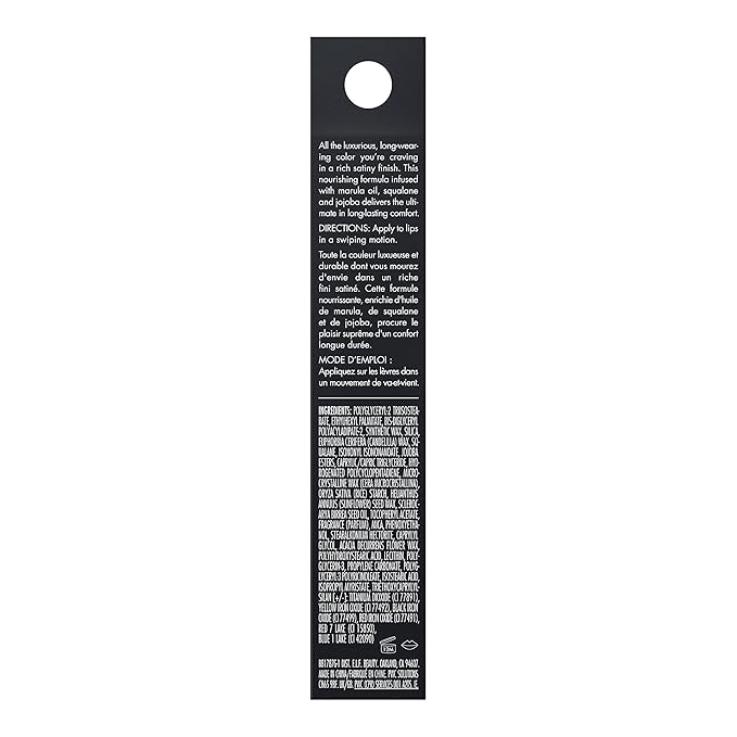 e.l.f. O Face Satin Lipstick, Richly Pigmented, Nourishing & Long-Lasting Creamy Lipstick, Infused With Jojoba, Vegan & Cruelty-Free, Effortless