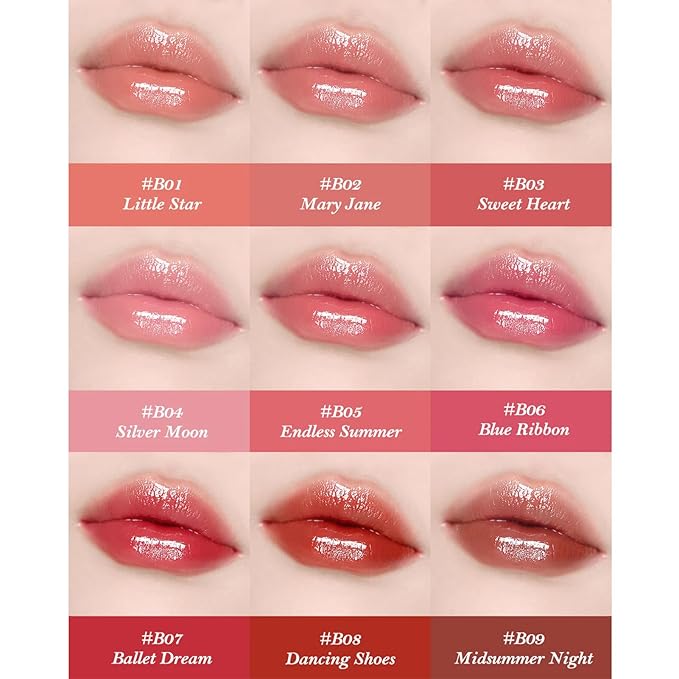 Flower Knows Violet Strawberry Rococo Glitter Lip Gloss G02 Rasberry Booze+Swan Ballet Shine Solid Lip Gloss Stick B05 Endless Summer