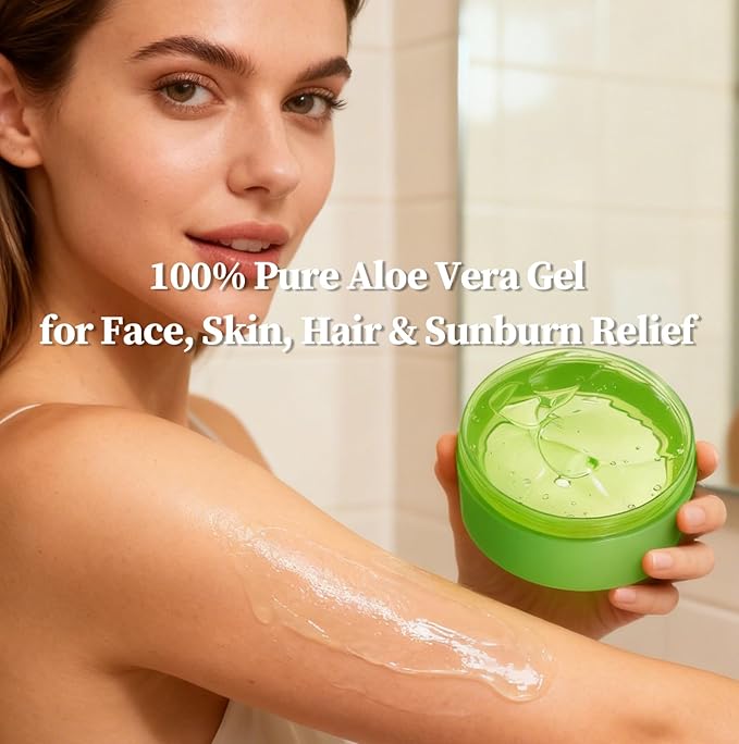 MIRACLAIR Aloe Vera Gel for Face, Skin, Hair & Sunburn Relief, Made with 100% Pure Aloe Gel for All Skin Types. Made in Korea. 300ml (10.1fl.oz) (1)
