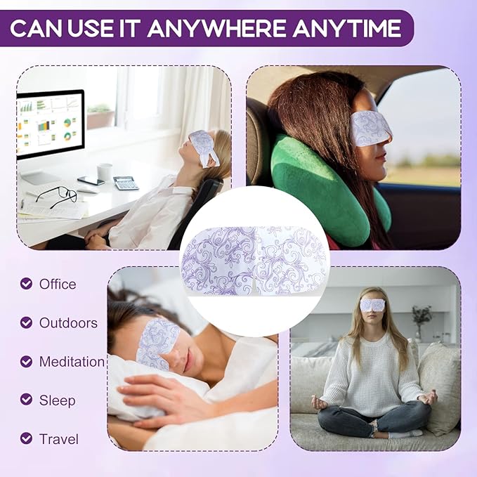XPCARE 24 Pack Steam Eye Masks for Dry Eyes, Self Heated Steam Warm Eye Mask, Disposable Heated Eye Mask for Dark Circles, Puffy Eyes, Relief Stress Eye Fatigue(Lavender)