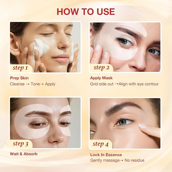 GONIM Under Eye Patches 360° Fit, Eye Mask with Collagen Peptide, Salmon DNA PDRN, Retinol & Niacinamide, Eye Patches for Puffy Eyes and Dark Circles, Travel Essentials 4 pairs x 2