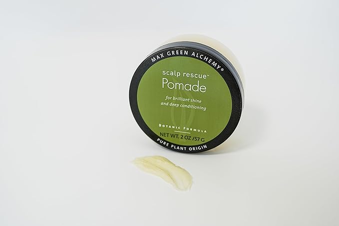MGA Vegan Hair Pomade - Scalp Rescue Organic Formula for Nourishing Hair | Unisex Hair Product Provides Essential Oils, Brilliant Shine, Deep Hair Conditioning & Prevents Split Ends | Color Safe 2 OZ