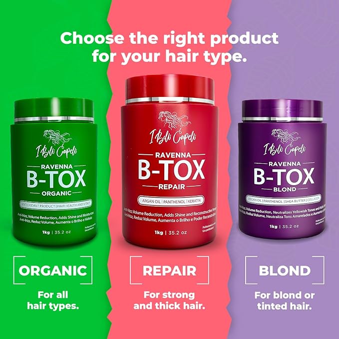 I Belli Capelli Ravenna Hair Straightening Kit – Repair Hair B-tox & Repair Oil – Anti-Frizz, Intense Hydration, Shine – Formaldehyde-Free – B-otox Hair Treament For All Hair Types (2-Pack)