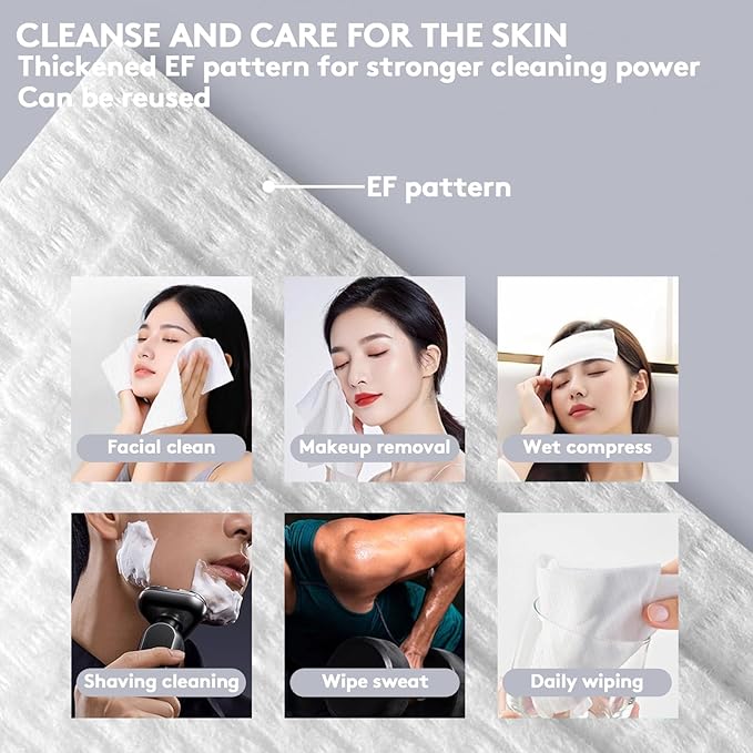 RGBB Clean Face Towels 10"×12", Disposable, Ultra-Absorbent, Hypoallergenic & Soft Makeup Remover Dry Wipes, Pamper Your Face, Hygienic Towelettes, for All Skin Types(50 Count)