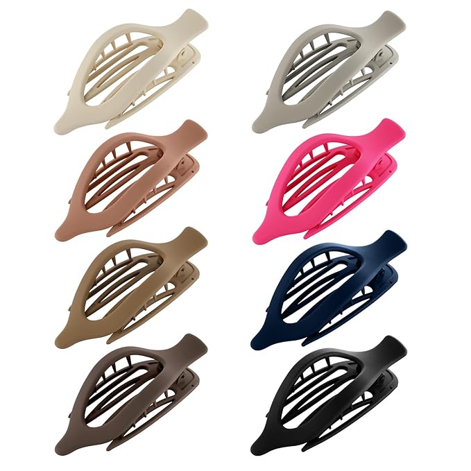 Flat Hair Clips for Women-8Pcs Large Matte No-Slip French Concord Claws, Accessories for Thick & Thin Hair (Colorful, Oval)