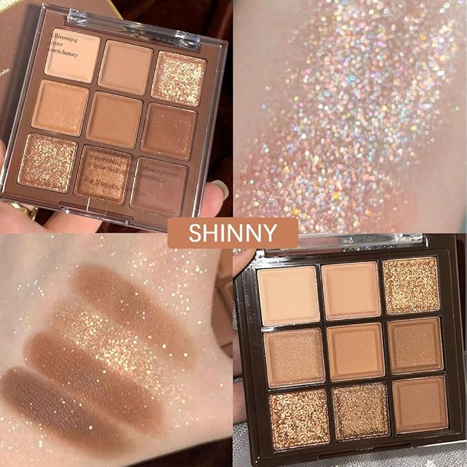 Neutral Brown Eye Shadow palette- Rose Gold Dark Brown Eyeshadow Palette Colorful 9 Colors, Matte Shimmer Highly Pigmented Nude Eyeshadow Palette Makeup Naturing-Looking Long Lasting2