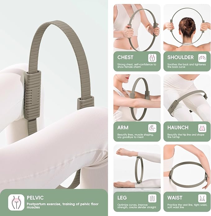Yoga Pilates Resistance Ring for Leg and Butt Training, Portable Exercise Equipment with Anti-Slip Silicone, Home and Office Workouts, Postpartum Toning