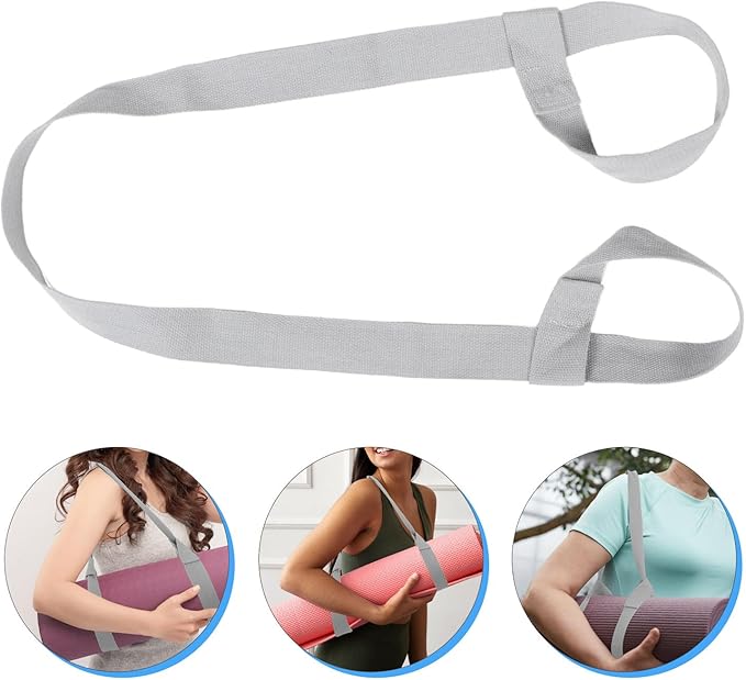 Adjustable Nylon Yoga Mat Strap for Carrying Thick Mats with Shoulder Sling Gray Gym Grip Strap for Pilates Travel and Fitness Transport