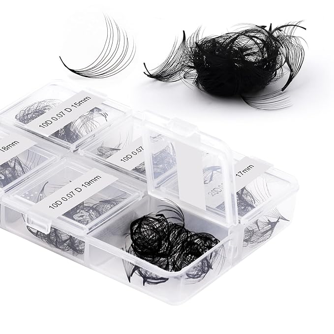 FADLASH Premade Fans Eyelash Extensions 300pcs 10D Premade Lash Fans D Curl Pre Made Fans Lash Extensions Volume Eyelash Extensions Premade Eyelash Fans Loose Fans (10D-0.07D-15-20mm)