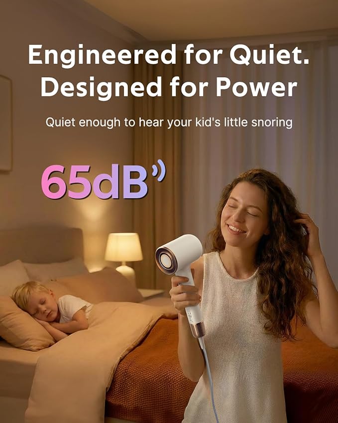 Professional Ionic Hair Dryer for Salon-Quality Results at Home - Lightweight Fast Drying Blow Dryer with Magnetic Attachments & Cool Shot Button, cUL Certified for Safe Styling, Travel Friendly
