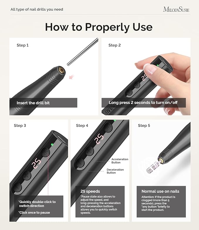 Melodysusie cordless electric nail drill
