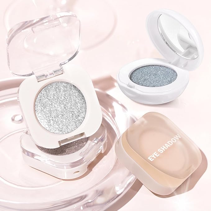 Single Glitter Eyeshadow Palette, Blue Glitter Eye Shadow Makeup for Women, Smooth Eye-Shadow Powder with Lightweight & Blendable Formula for Daily Eye Shadow Palette Fairy Makeup #05