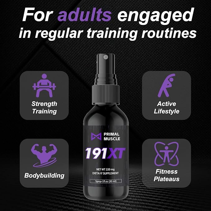 Primal Muscle 191xt Recovery Spray | Plant-Based Amino Acid Formula for Daily Muscle Support. 30-Day Supply