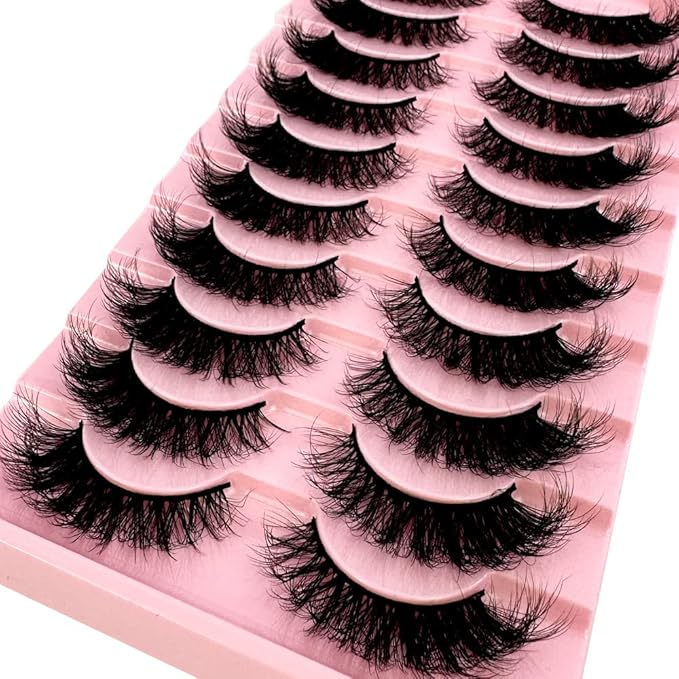 HBZGTLAD Soft Mink Eyelashes 3D Curl Winged End Eye Elongated Fake Lashes Thick Handmade Natural False Eyelash Messy Cross Lash Wholesale (WF24#)