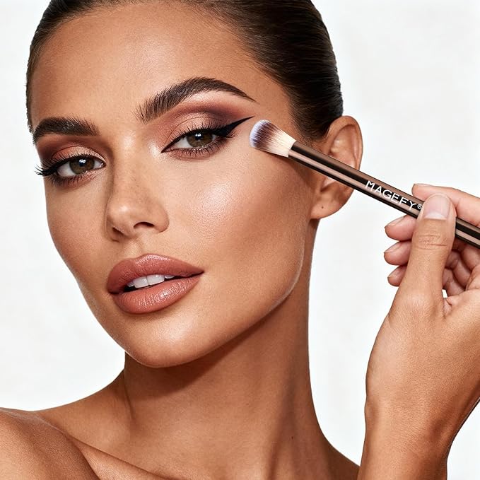 MAGEFY 20 Pcs Makeup Tool Set,13 Eye Makeup Brushes Professional Eyeshadow Makeup Brushes Set for Eyeshadow, Eyebrow, Eyeliner, Blending Concealer-Coffee Brown