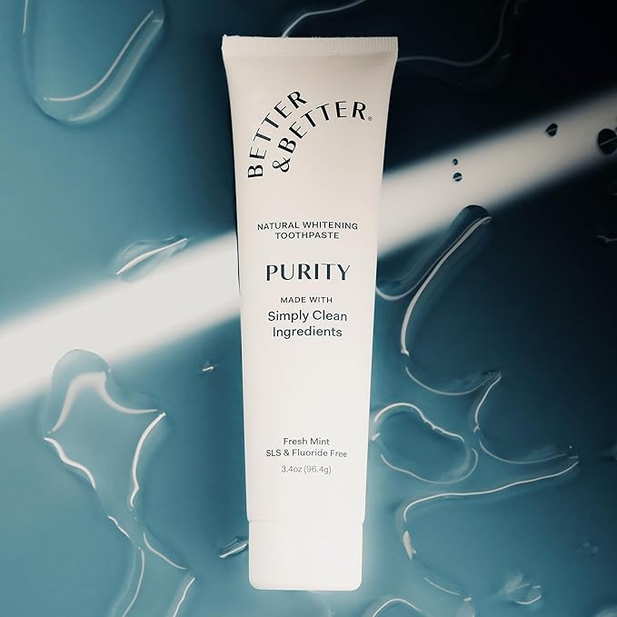 Better & Better Purity Toothpaste | Natural Whitening Toothpaste Without Additives | Organic, Vegan, Fluoride & SLS Free | Coconut-Based Formula w/Fresh Mint Flavor | 3.4oz, 1 Pack