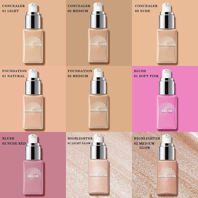 Liquid Concealer, Creamy Texture Full Coverage Matte Finish Concealer for Under Eye, Dark Circles, Fine Lines, Redness & Blemishes, Long-lasting Wear - 02 Medium