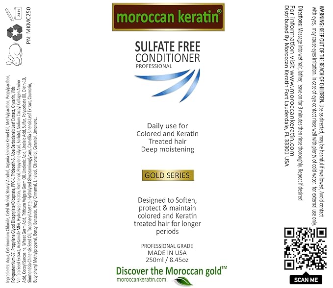 Moroccan Keratin Sulfate Free Shampoo & Conditioner Set Infused with Moroccan Argan Oil