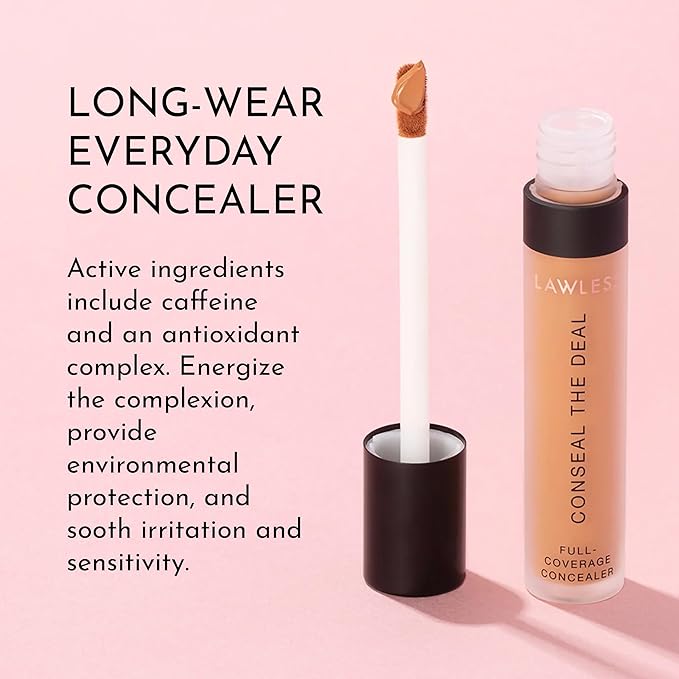 LAWLESS Conseal The Deal Lightweight Longwear Everyday Concealer - Teddy - with Antioxidants and Caffeine to Reduce Dark Circles and Puffiness. Long-Wearing and Self-Setting, Silicone-Free - 5 ml.