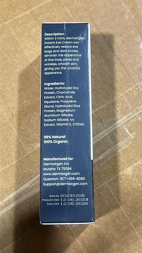 DERMAXGEN Puffy Eye Treatment Time Reverse Instant Anti-aging Eye Cream New Advanced Formula - Visibly Reduce Under-eye Bags, Wrinkles, Dark Circles, Fine Lines & Crow's Feet Instantly - 8ml