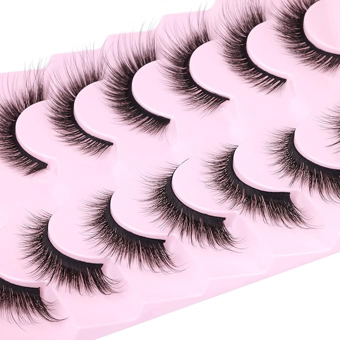Fox Eyelashes False Lashes Dramatic Faux Mink Lashes Wispy 18mm Long Angel Wing Eyelash Lift Fake Eye Lashes Pack 7 Pairs