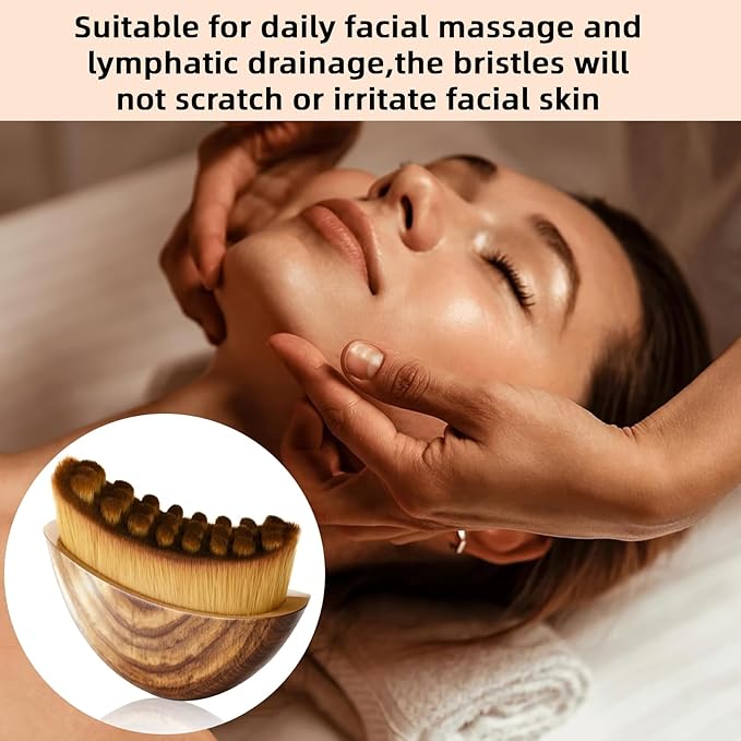 CACRTY Lymphatic Contour Face Brush – Facial Lymphatic Drainage Massager with Ultra-Soft Bristles, Ergonomic Design for Precise Skin Contact, Reduces Puffiness & Relieves Facial Tension
