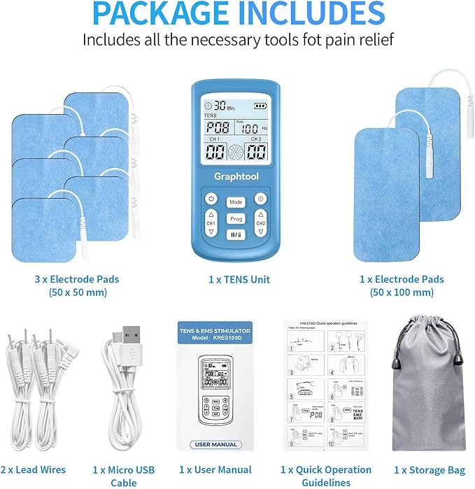 TENS Unit Muscle Stimulator, 3-in-1 28 Modes TENS EMS Massage Machine, Dual Channel with 8 Electrodes and Storage Bag, Portable Pain Relief Machine for Back, Neck, and Muscle Recovery