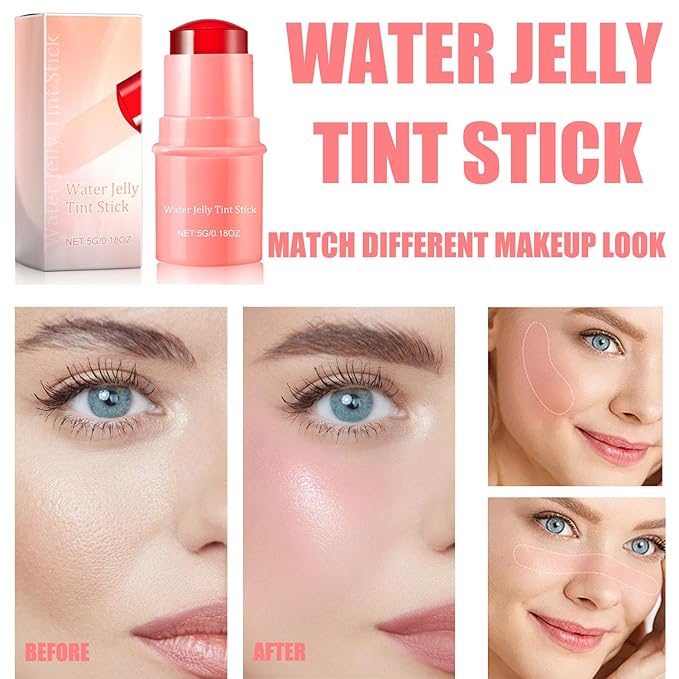 Milk Cooling Water Jelly Tint, Jelly Blush Stick Makeup Jelly Tint, Milk Jelly Blush, Cruelty Free, Blush Stick for Cheeks and Lips