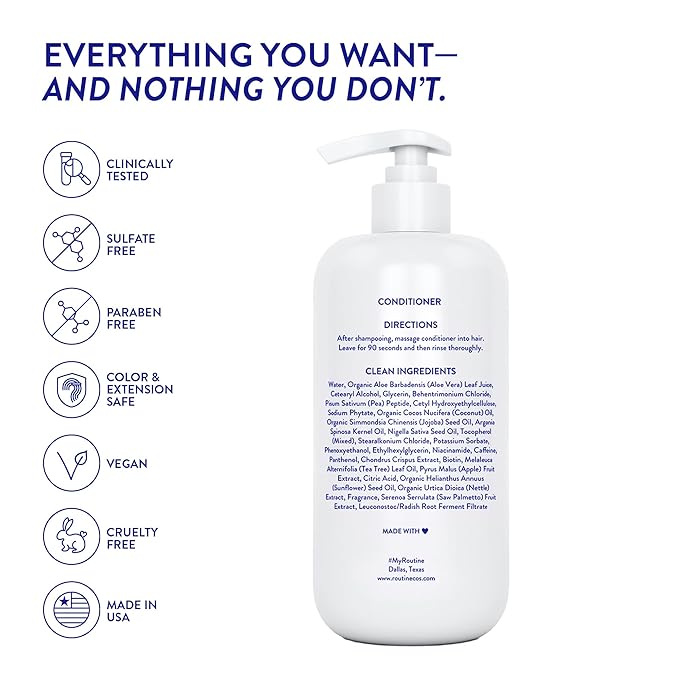 Routine Wellness Anti-Thinning Deep Conditioner for Thinning Hair – Strengthening DHT Blocker Formula for Men & Women – Promotes Fuller-Looking, Healthier Hair – 14 oz Orange Blossom & Sandalwood