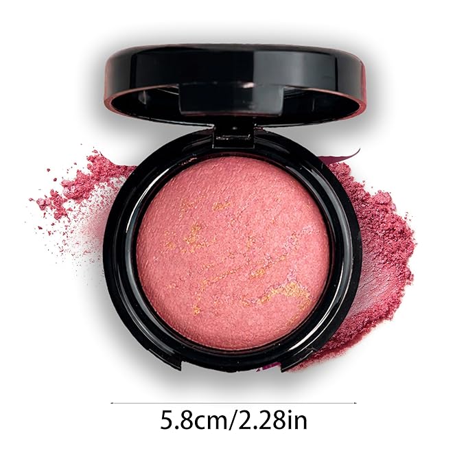 K'APEINE Baked Blush, Single Powder Pink Blush for Cheeks Shimmer Silky Smooth Pressed Powder Blushes Blendable Highly Pigment Makeup Palette Long-Lasting Face Makeup for Women Festivals-01#