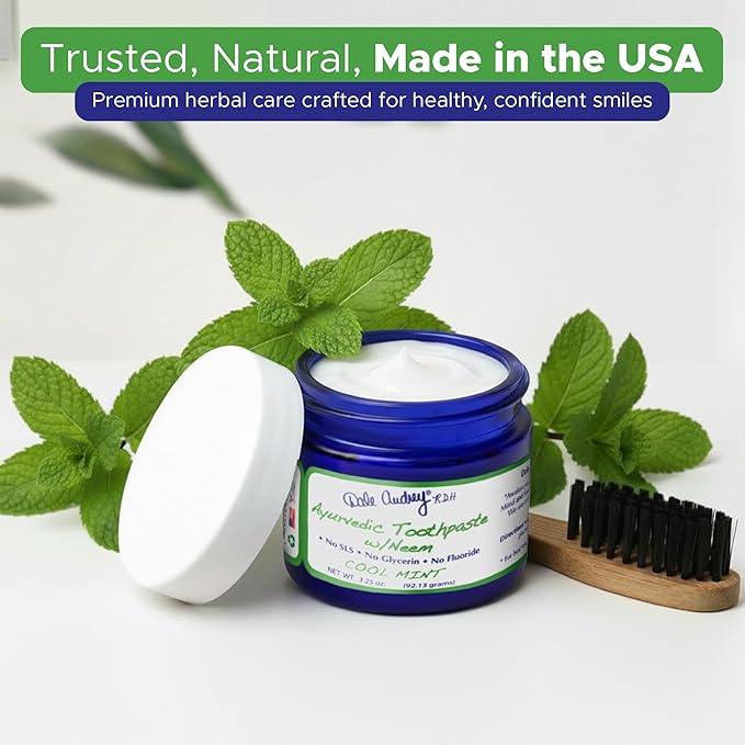 Dale Audrey Ayurvedic Mineralizing Tooth Paste, Organic Mint Flavor for Teeth Whitening and Fresh Breath, Enamel Repair Vegan Toothpaste | Natural Toothpaste Fluoride Free-3.25 Oz